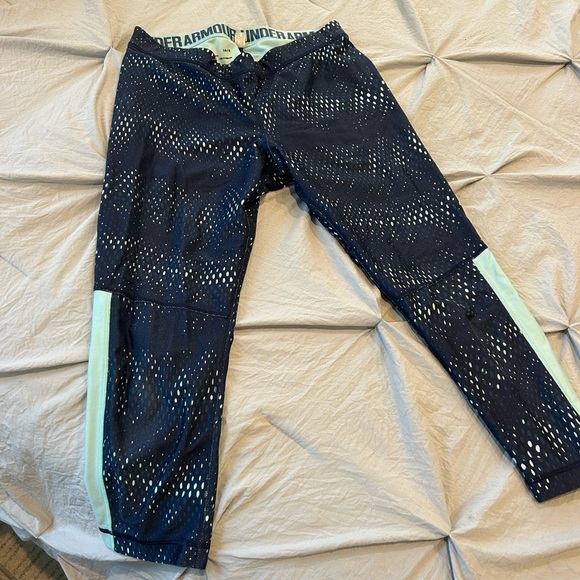 Under Armour Navy and Light Blue Compression workout pants - Picture 3 of 5